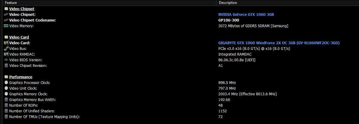 GIGABYTE GTX 1060 WindForce OC 3GB