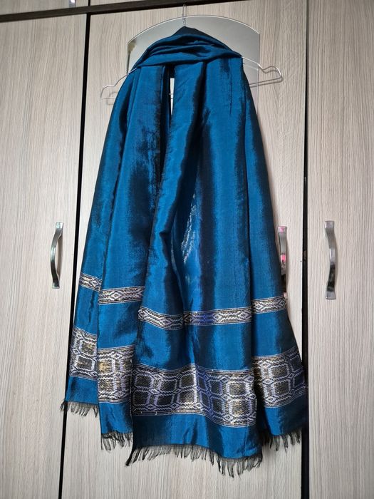 Eșarfă,șal oriental turcoaz din amestec mătase