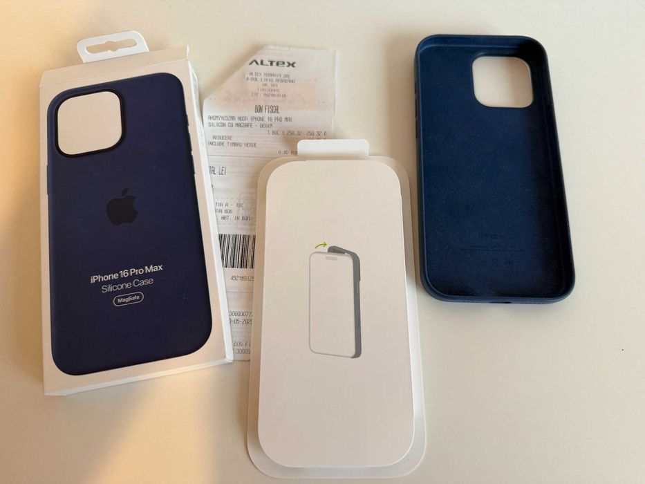 Husa/carcasa silicon iPhone 16 Pro Max, albastru, originala Apple