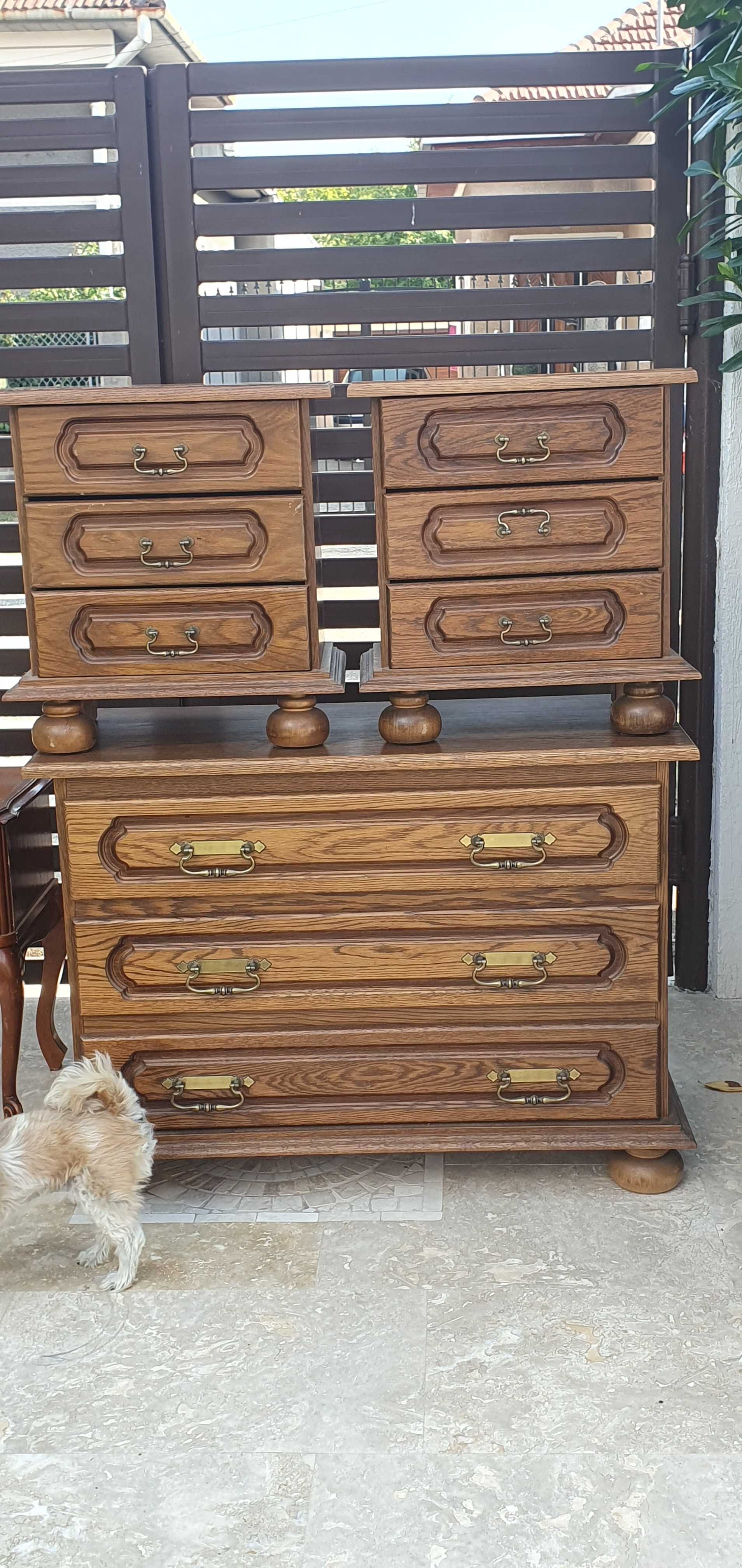 mobilier alb dormitor,noptiere,comode vintage,lemn masiv