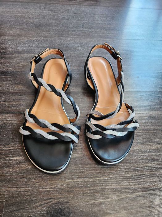 Sandale negre cu argintiu 36