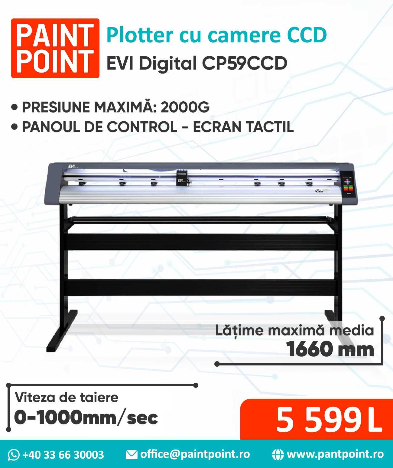 Plotter Cutter de vinil in rolă  EVIDIGITAL cu camere CCD încorporate