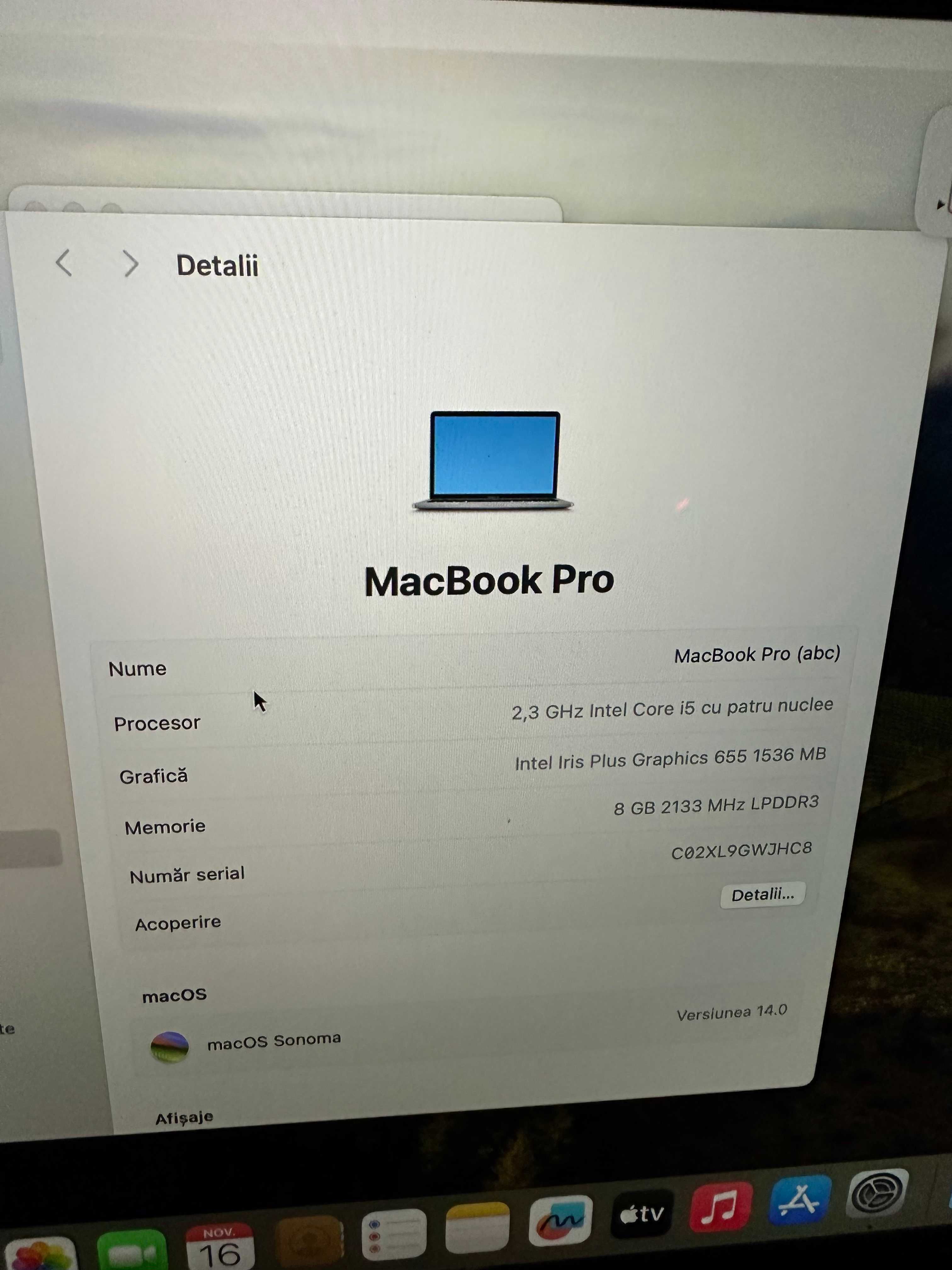 Macbook Pro TouchBar, 2018, 13", i5, 235GB SSD, 8GB Ram | FAC SCHIMB