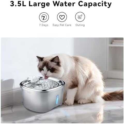 Нов фонтан Неръждаемa котешка поилка 3.5L с филтри 3 режима на струята