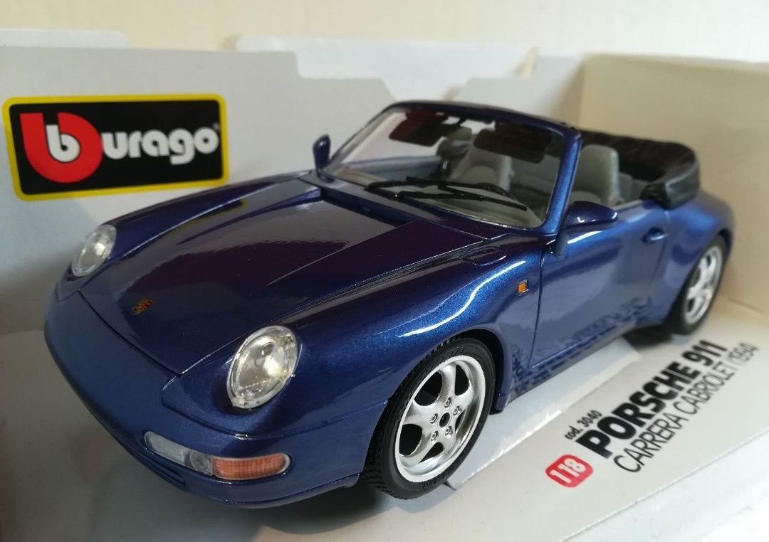 Porsche Carrera Cabriolet blue bburago 1 18 
Scara 1:18
Bburago

Pozel