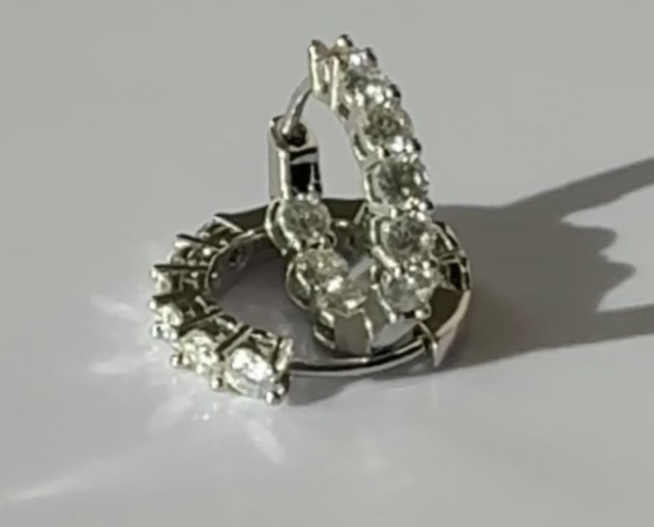 Уникални двойно блестящи обици с лаб. диаманти (moissanite, мойсанити)