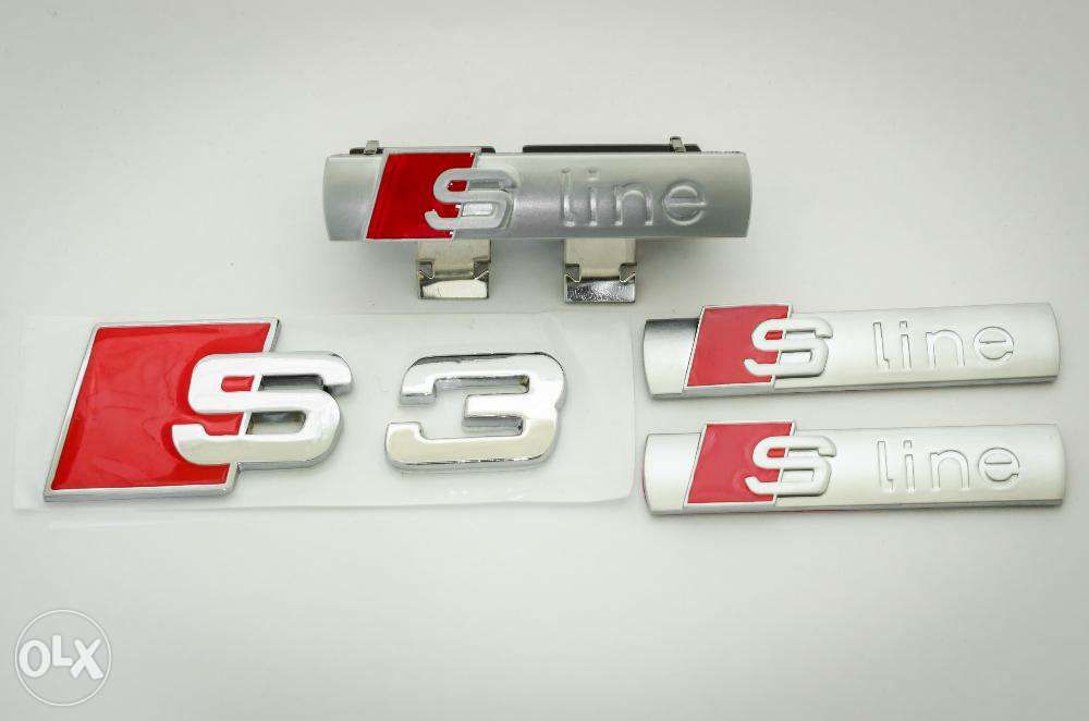 Set embleme audi s3- line metal gri/ rosu