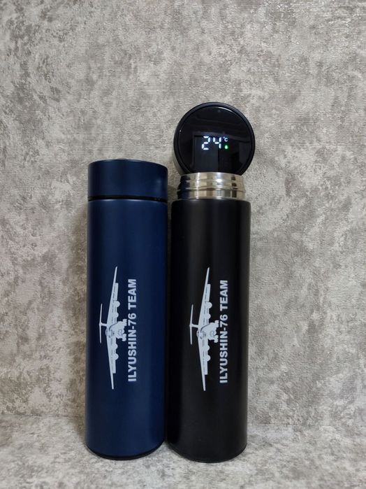 Термосы с датчиком температуры с вашим лого (печать и гравировка)