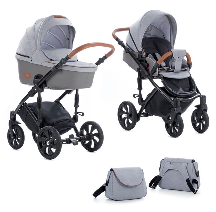 Количка Tutis Viva Life 3в1 сив цвят новородено, летен кош и кош кола