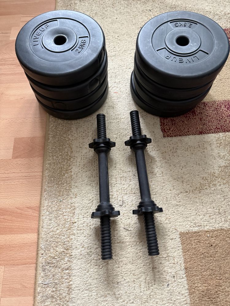 Banca abdomene dual trainer+doua gantere reglabile