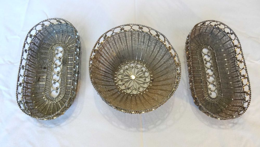 Комплект дизайнерски подноси от месинг, филигранна изработка