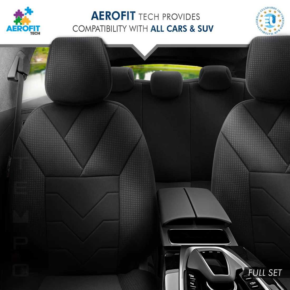 Комплект Тапицерия OTOM-Tempo, Черно,Текстил,за Предни и Задни Седалки