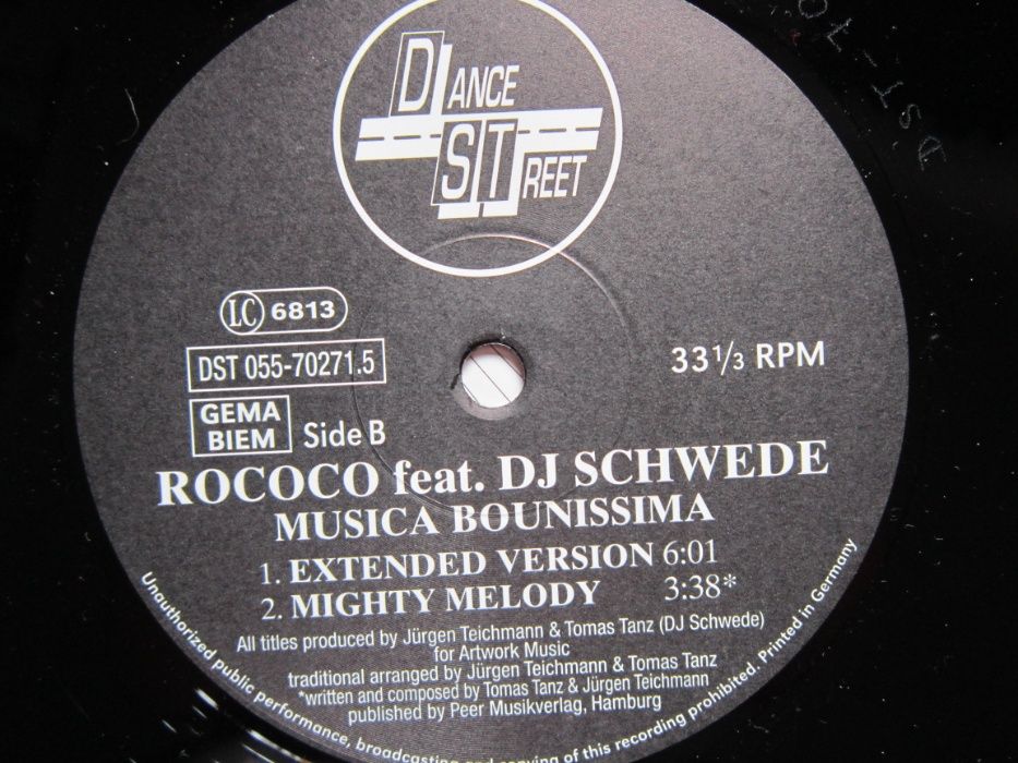 vinil rar Rococo feat. DJ Schwede-Musica Bounissima(Electronic,Trance)