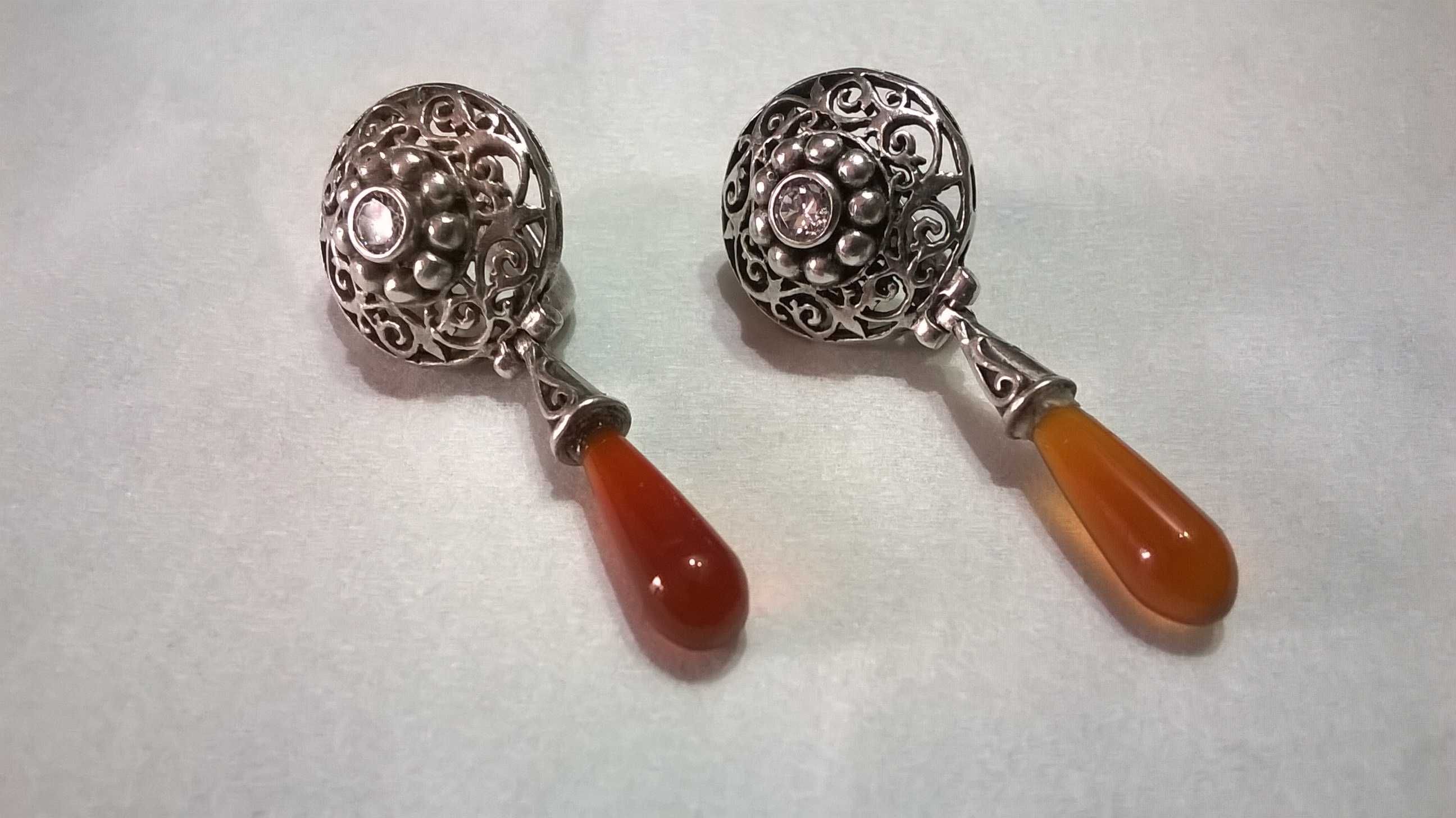 cercei argint 1930 deosebiti lucrat manual chihlimbar cristal diamant
