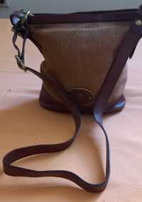 Дамска чанта FOSSIL в комбинация естествена кожа и лен