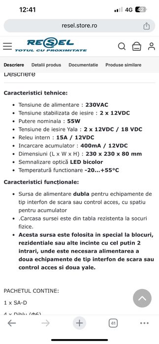 Sursa alimentare interfon videointerfon iscp-01 sa-s resel 12v