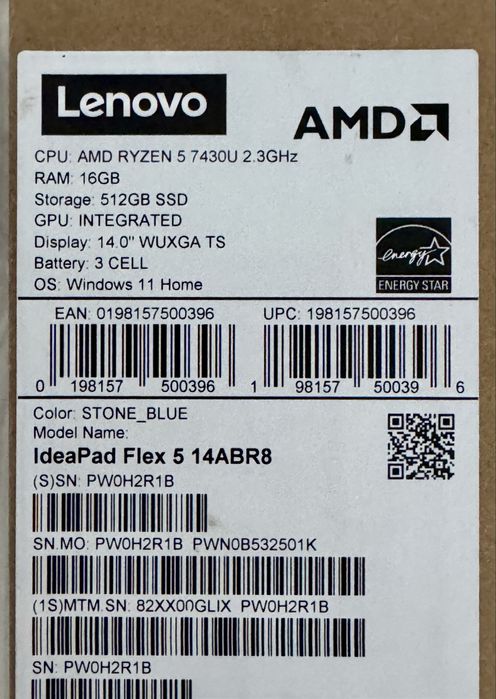 Laptop Lenovo IdeaPad Flex 5 14ABR8 Ryzen 5 7430U 16GB 512GB Touch 14”