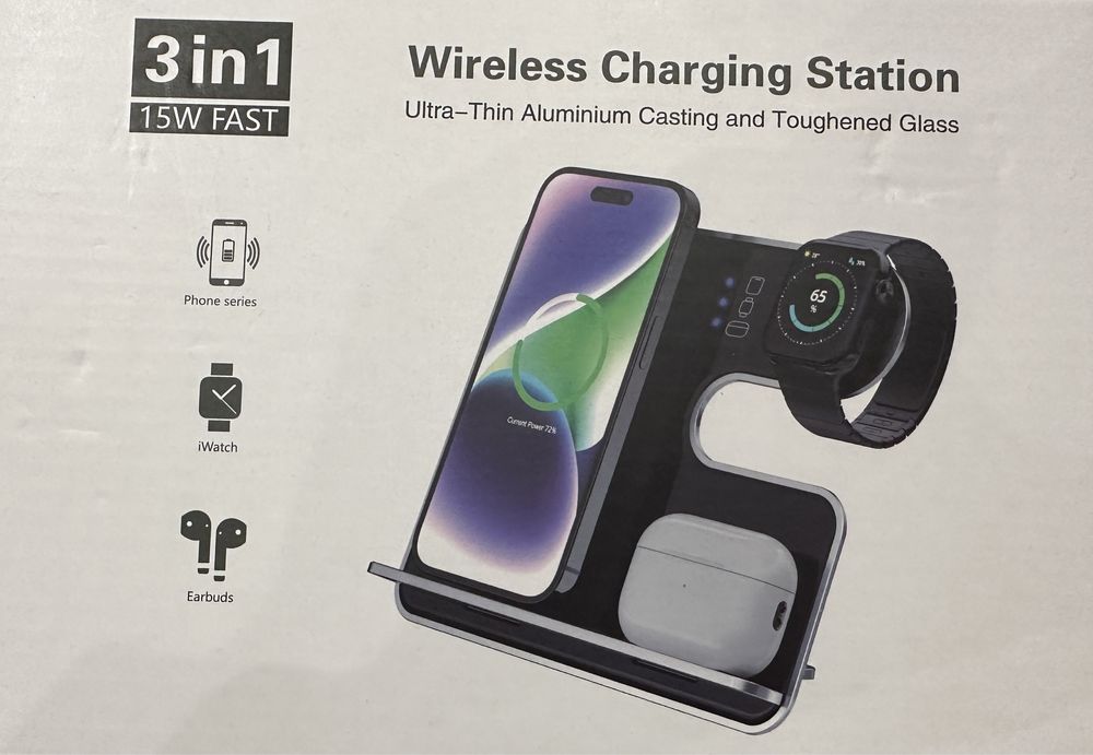 Iphone Apple Watch Air Pods - Statie Birou Incarcare 3 in 1 Din Metal