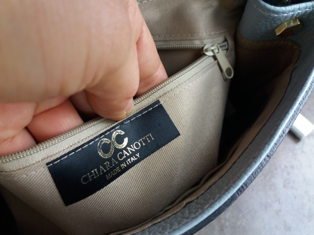 Chiara Canotti/Нова!пастелно сиво чанта-естествена кожа