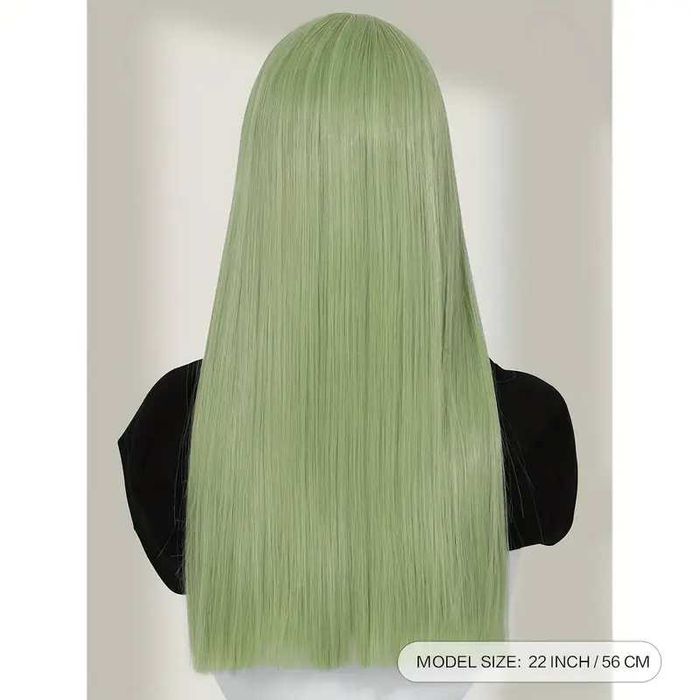 Права аниме светло зелена перука с бретон