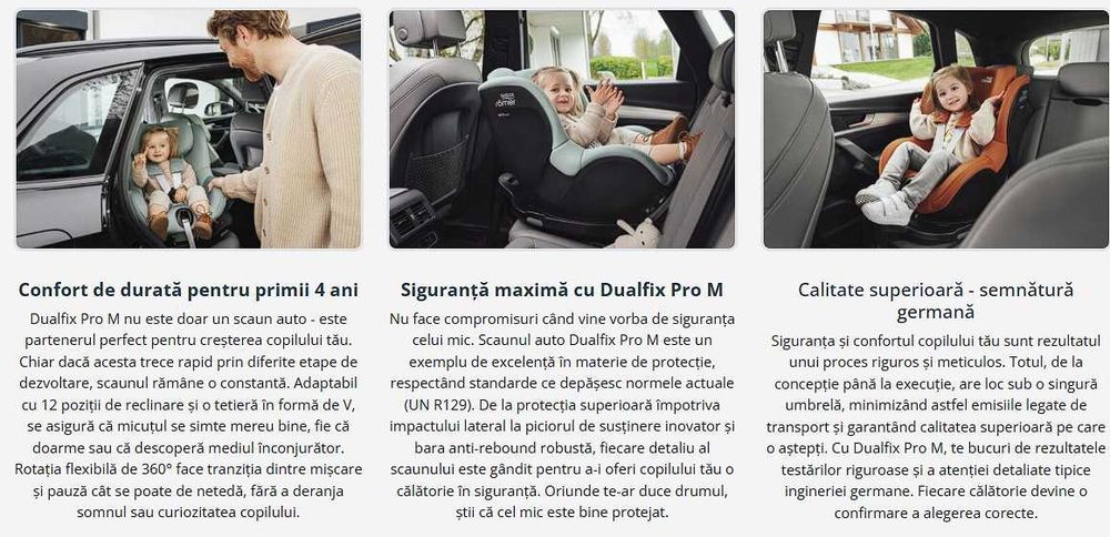 Scaun auto rotativ copii Britax Römer Dualfix Pro M, 61-105 cm, rosu