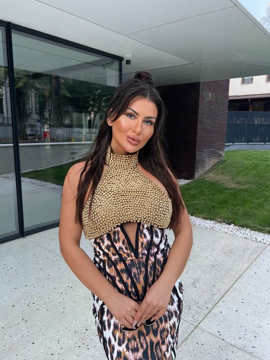 Rochie midi perle aurii, bandage M,L