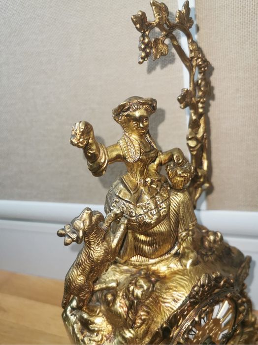 Часовник френски бароков каминен бронз керамика уникален супер запазен