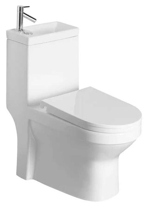 Aqualine HYGIE - WC monobloc cu lavoar mic, DualFlush, alb PB104W