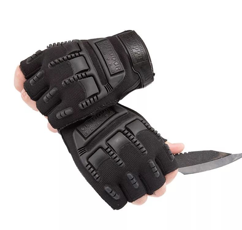 Тактически ръкавици без пръсти гумен протектор