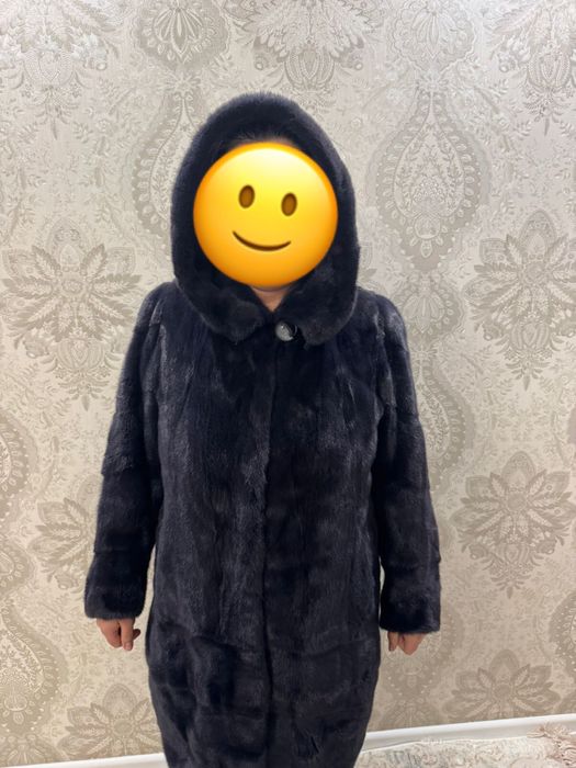 Норковая шуба тёмно-синий графитовый