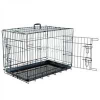 Cușcă de câini crate training 122 x 79 x 86 cm, neagră, 2 uși