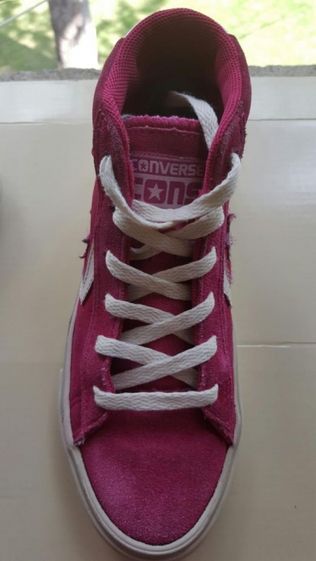 Converse nr. 32, interior 21 cm, piele întoarsă roz inchis