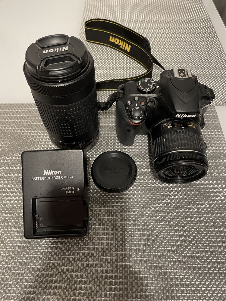 Vând apart fotot Nikon D3400 cu 2 obiective