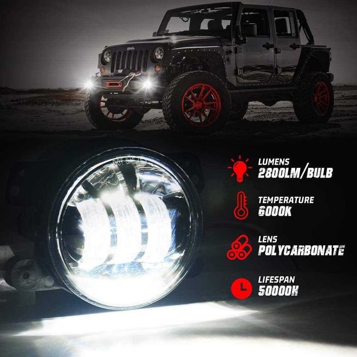 Proiectoare ceata cu led 4'' Jeep Wrangler JK TJ CJ 1997-2017