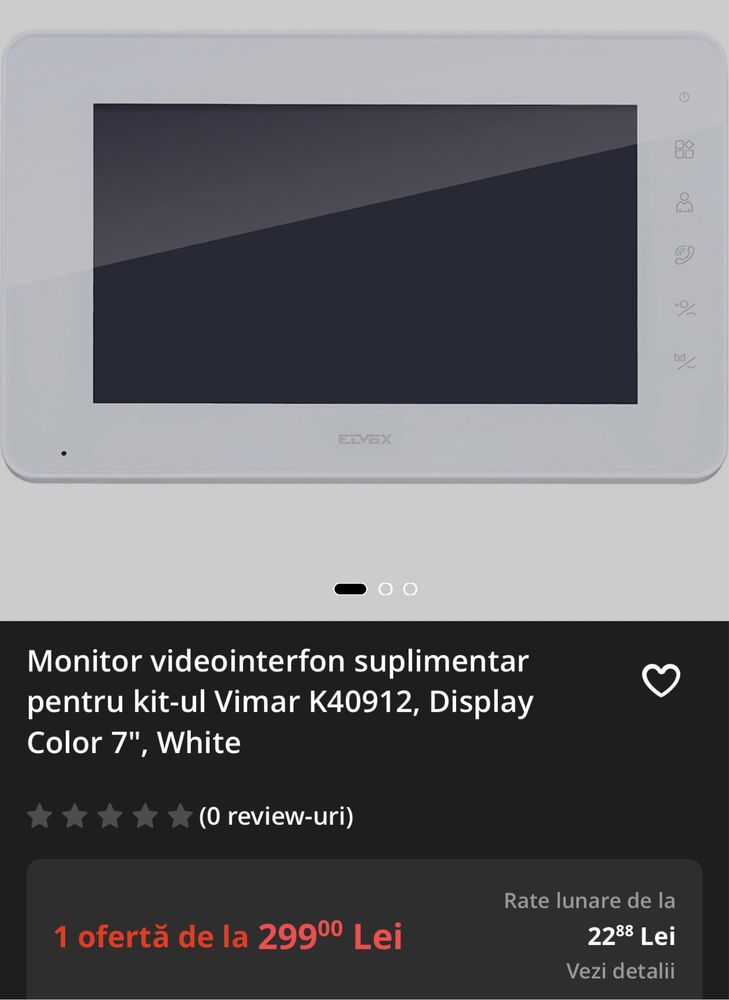 Monitor aditional pt Kit interfon Vimar K40912 sigilat