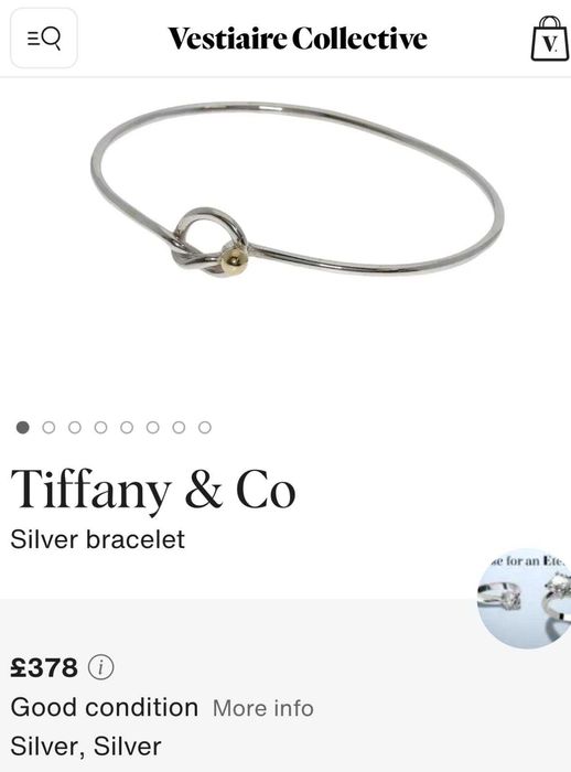 BRATATA ARGINT 925 + AUR 18K - TIFFANY - Hook&Eye Love Knot -Originala