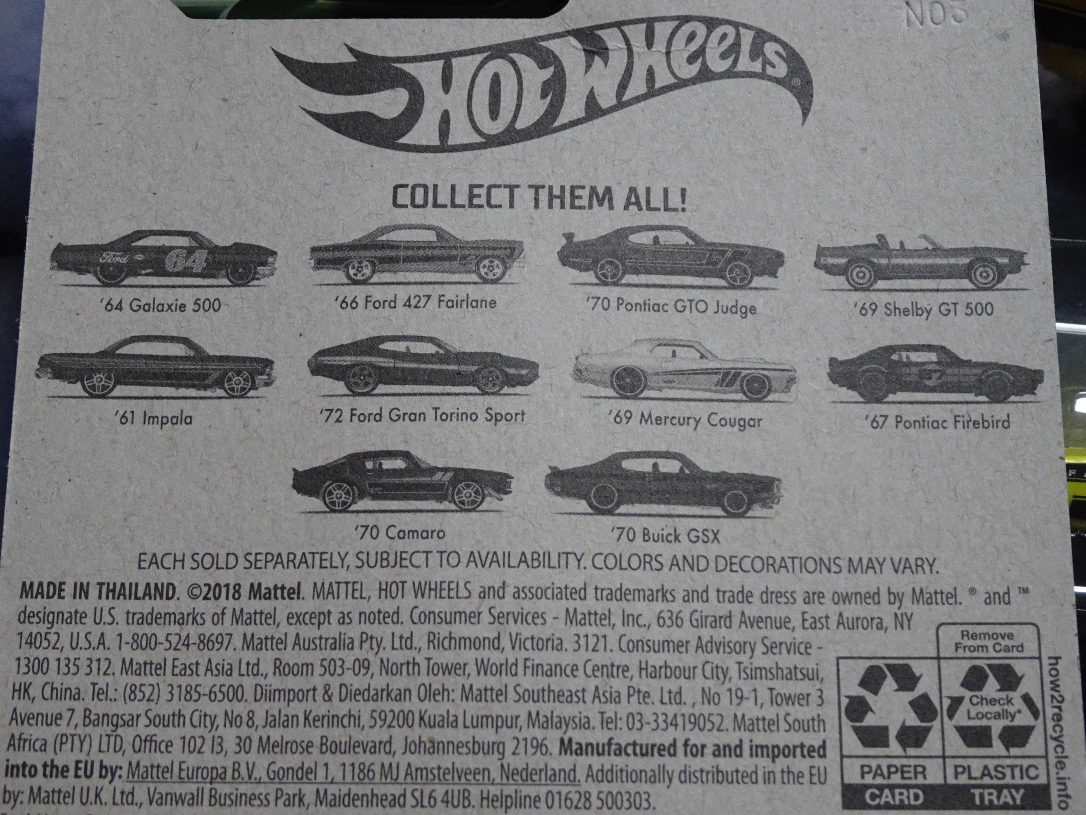 Set 10 Hot Wheels American Steel Muscle Cars