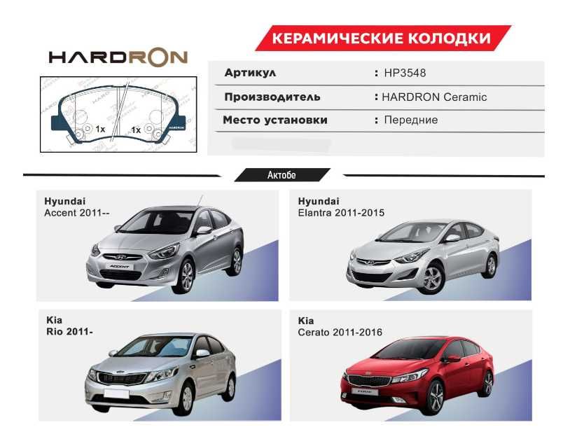 HP3548 Hardron — передние колодки (Accent/Rio/Elantra)