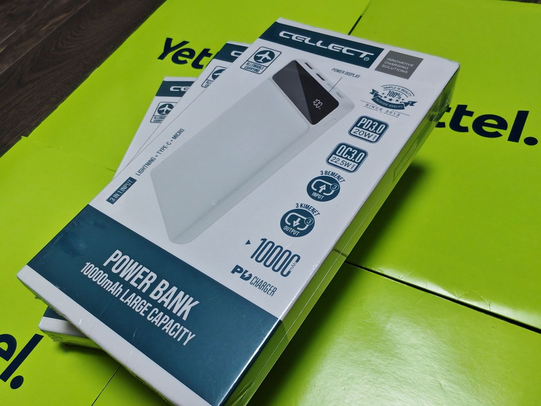 Външна батерия Cellect 10000 mAh 3in1 (Lightning + Type-C + Micro)
