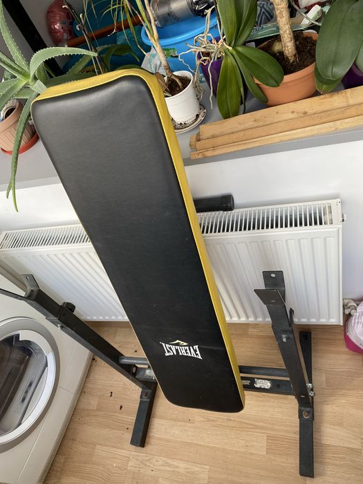 Banca de impins + bara dreapta + discuri/greutati greutati Everlast