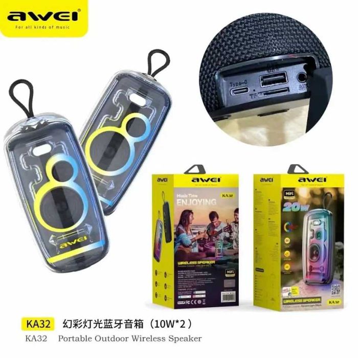 Awei KA32 20W — Портативная колонка с подсветкой 20W. Есть доставка