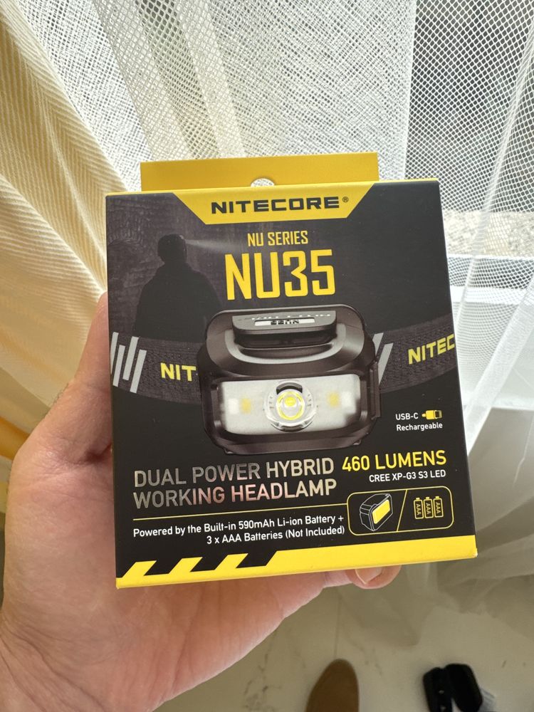 Lanterna Frontala Nitecore NU35, 460 Lumeni, 48 Metri, Noua