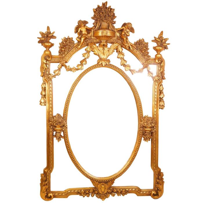 Oglindă în stil baroc, cu finisaj auriu, H. 135 cm