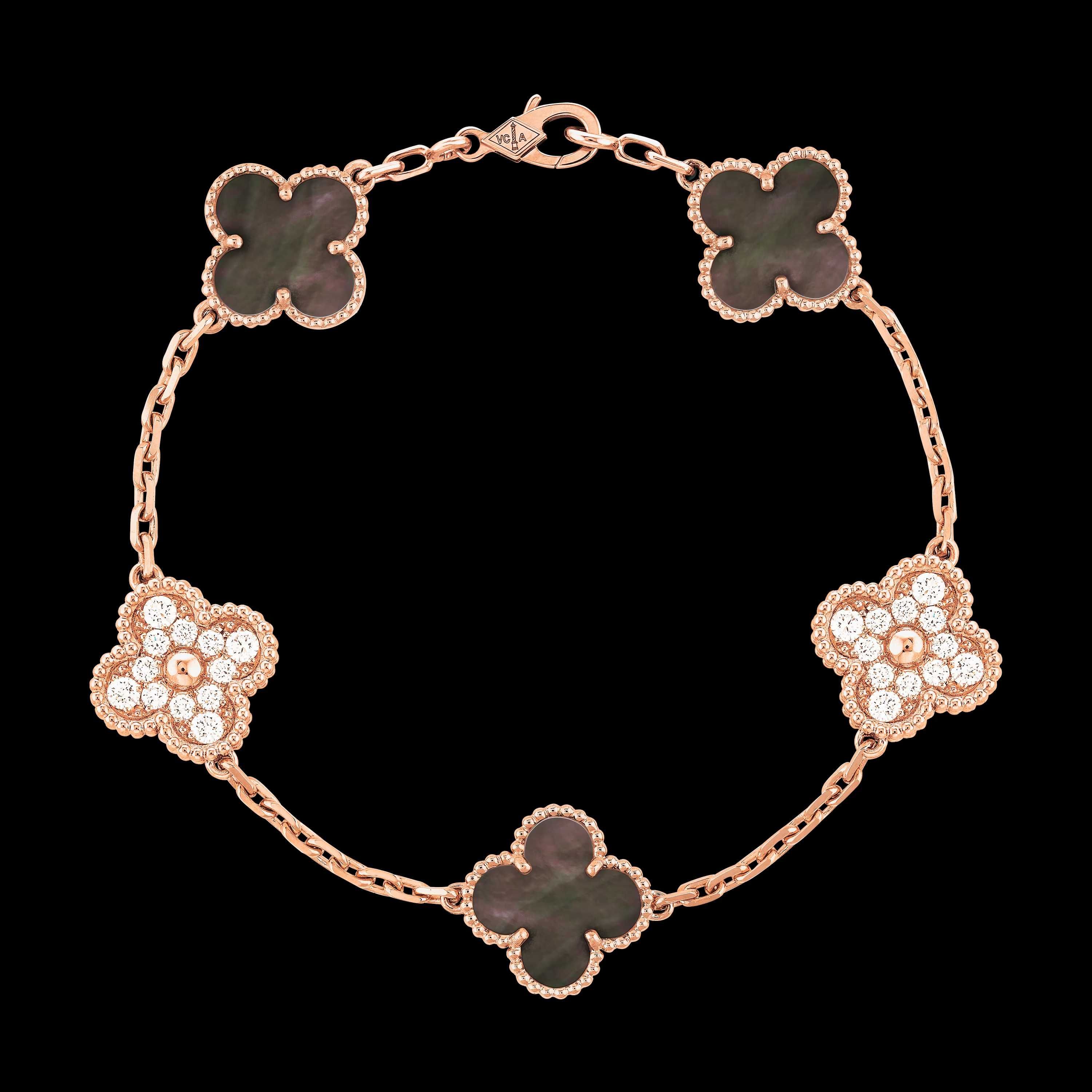 Van Cleef & Arpels VCA Rose Grey Mother Vintage Alhambra Дамска Гривна