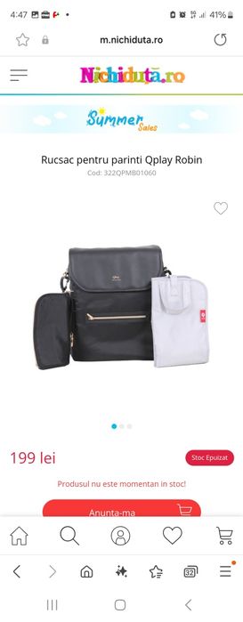 Vand rucsac parinti qplay nefolosit+ cadou termos tommee tippee