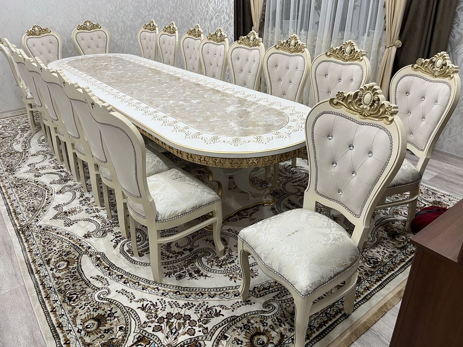 4 м стол 18 стулья Стол Стулья Алматы Рассрочка 0-0-24 Доставка Беспл