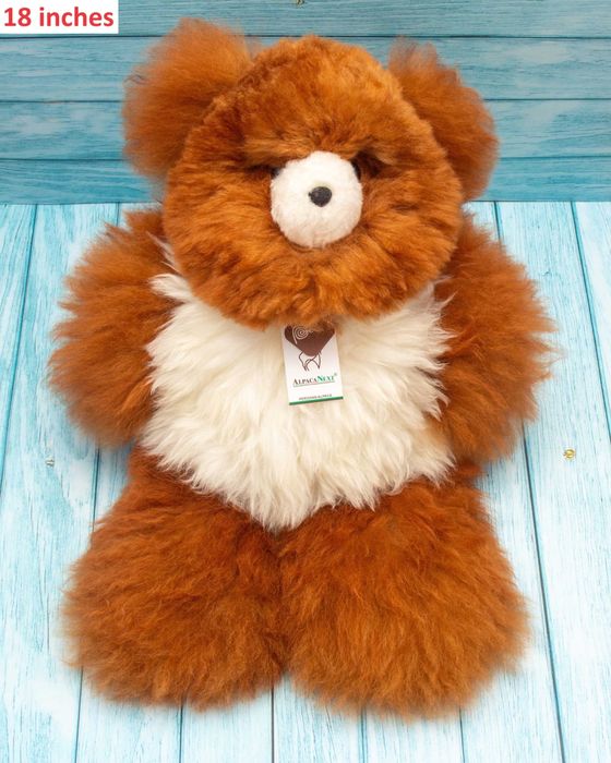 Baby Alpaca Fur Teddy Bear. Brown and White