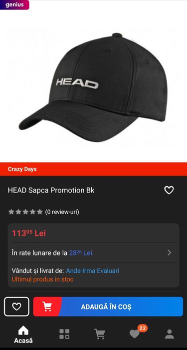 Vând Șapcă Head nouă