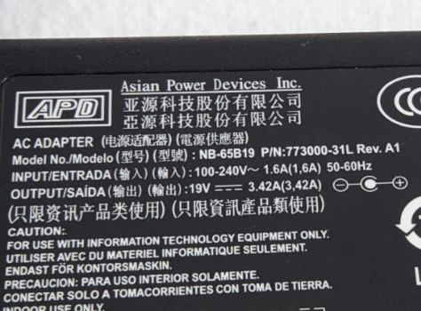 Зарядно за устройства Dell / HP 19V 65W букса 5.5х2.5мм