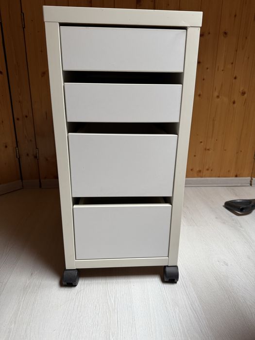 Comodă IKEA cu rotile, alb, 35x75 cm